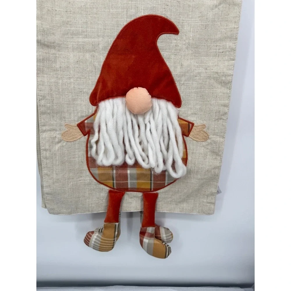 Haymarket Square Table Runner 3D Gnome Ends Plaid Applique Cute Holiday Decor